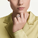 Mesmera open ring Crystal pearl, Marquise cut, White, Rhodium plated