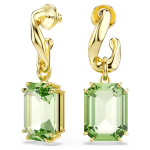Millenia drop earrings Octagon cut, Green, 18K gold finish