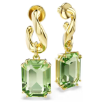 Millenia drop earrings Octagon cut, Green, 18K gold finish