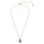 Swan pendant Mixed cuts, Swan, Black, 18K rose gold finish