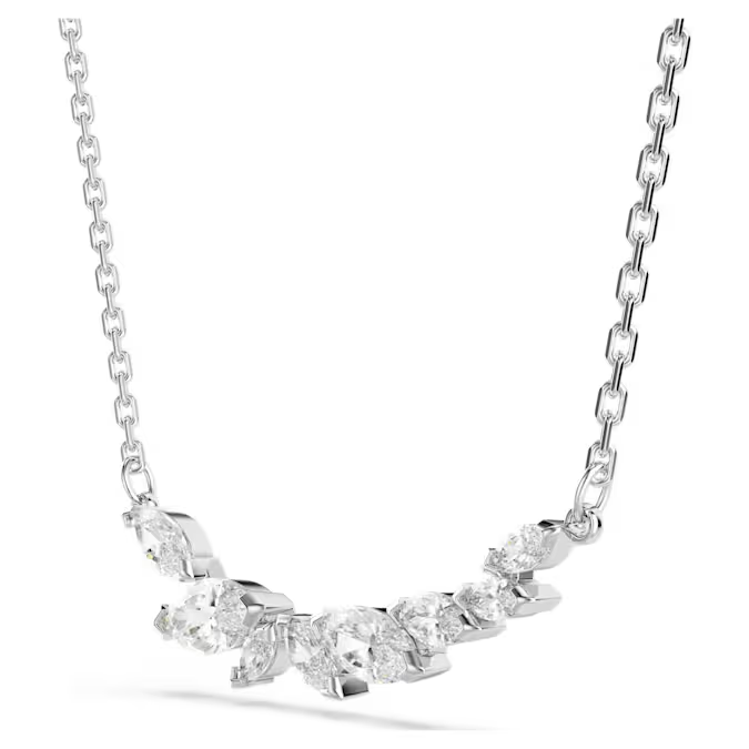 Mesmera necklace Marquise cut, White, Rhodium plated
