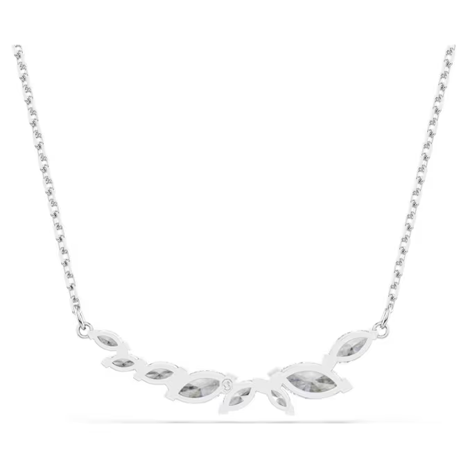 Mesmera necklace Marquise cut, White, Rhodium plated