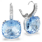 Millenia drop earrings Cushion cut, Blue, Rhodium plated