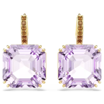 Millenia drop earrings Square cut, Purple, 18K gold finish
