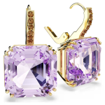 Millenia drop earrings Square cut, Purple, 18K gold finish