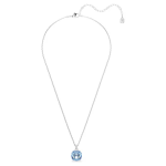 Millenia pendant Cushion cut, Blue, Rhodium plated