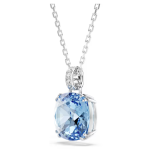 Millenia pendant Cushion cut, Blue, Rhodium plated