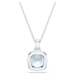 Millenia pendant Cushion cut, Blue, Rhodium plated