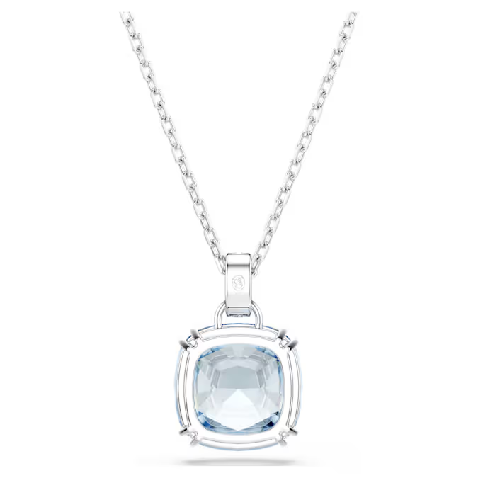 Millenia pendant Cushion cut, Blue, Rhodium plated