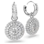 Sublima drop earrings Round cut, White, Rhodium plated