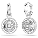 Sublima drop earrings Round cut, White, Rhodium plated