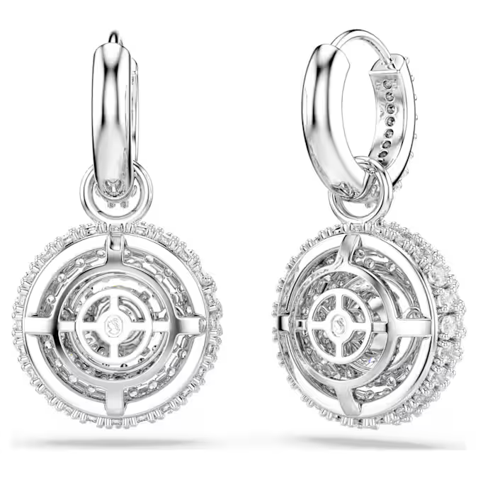 Sublima drop earrings Round cut, White, Rhodium plated