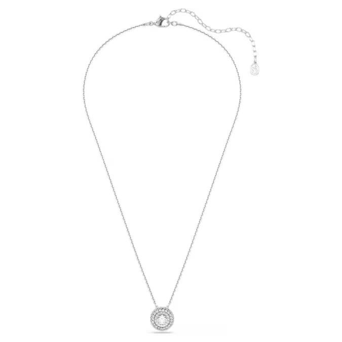 Sublima pendant Round cut, White, Rhodium plated