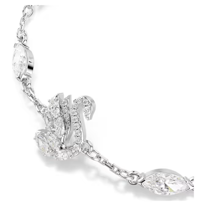 Swan bracelet Mixed cuts, Swan, White, Rhodium plated
