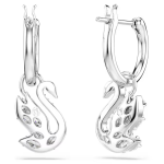 Swan drop earrings Mixed cuts, Swan, White, Rhodium plated
