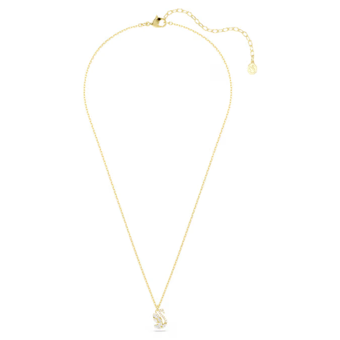 Swan pendant Mixed cuts, Swan, White, 18K gold finish
