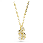 Swan pendant Mixed cuts, Swan, White, 18K gold finish