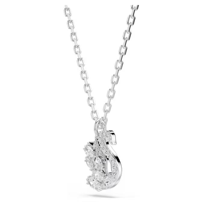 Swan pendant Mixed cuts, Swan, White, Rhodium plated