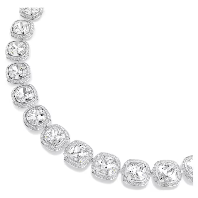 Una Angelic necklace Cushion cut, White, Rhodium plated