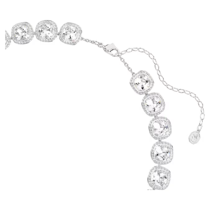 Una Angelic necklace Cushion cut, White, Rhodium plated