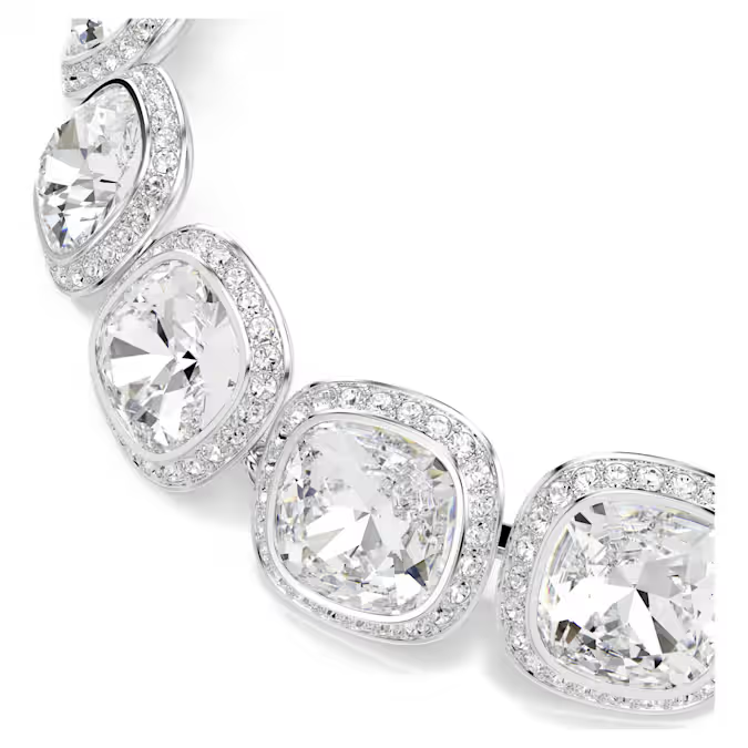 Una Angelic bracelet Cushion cut, White, Rhodium plated
