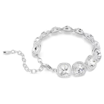 Una Angelic bracelet Cushion cut, White, Rhodium plated