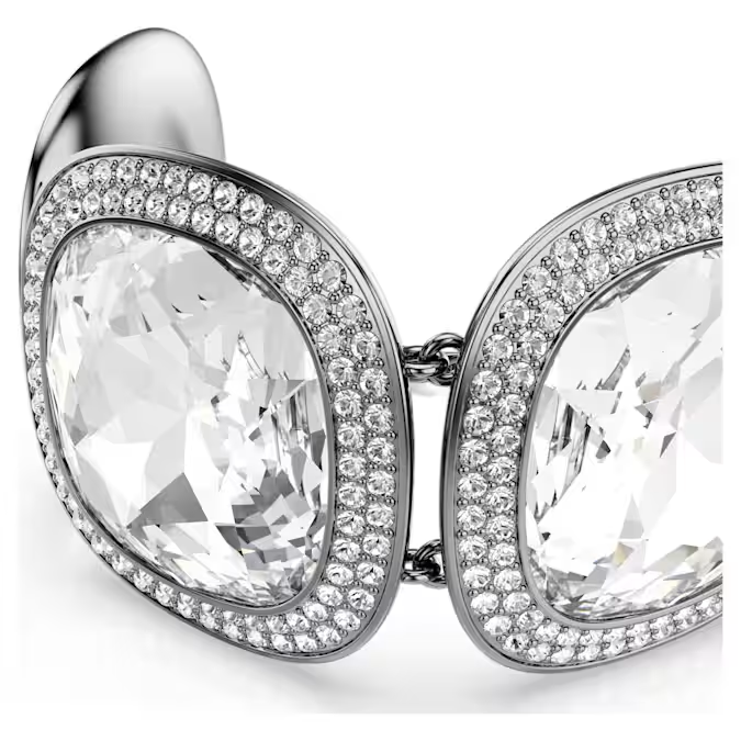 Una Angelic bracelet Cushion cut, White, Ruthenium plated