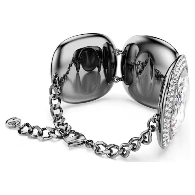 Una Angelic bracelet Cushion cut, White, Ruthenium plated