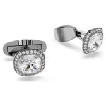 Una Angelic cufflinks Cushion cut, White, Ruthenium plated