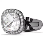 Una Angelic cufflinks Cushion cut, White, Ruthenium plated