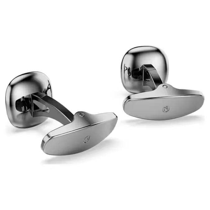 Una Angelic cufflinks Cushion cut, White, Ruthenium plated