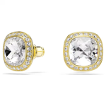 Una Angelic stud earrings Cushion cut, White, 18K gold finish
