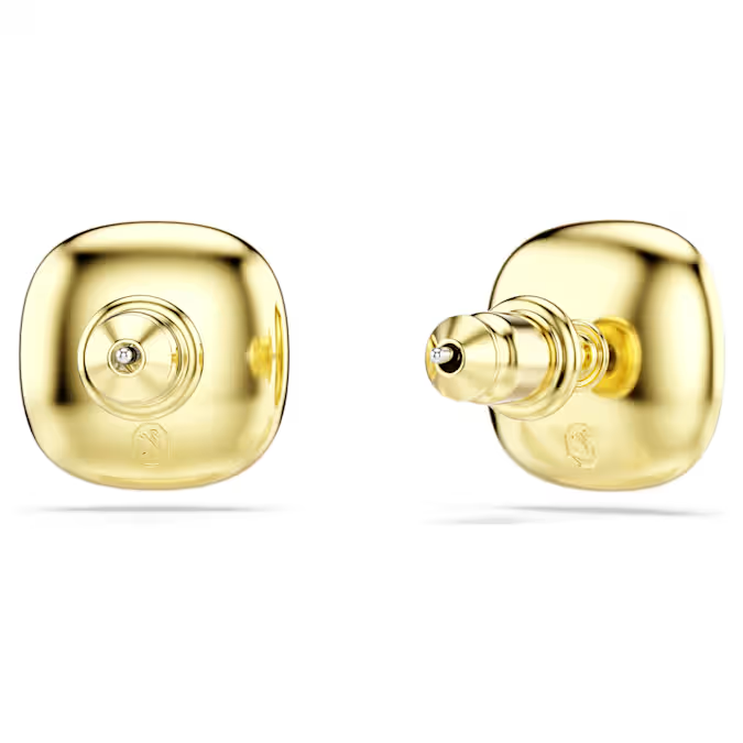 Una Angelic stud earrings Cushion cut, White, 18K gold finish