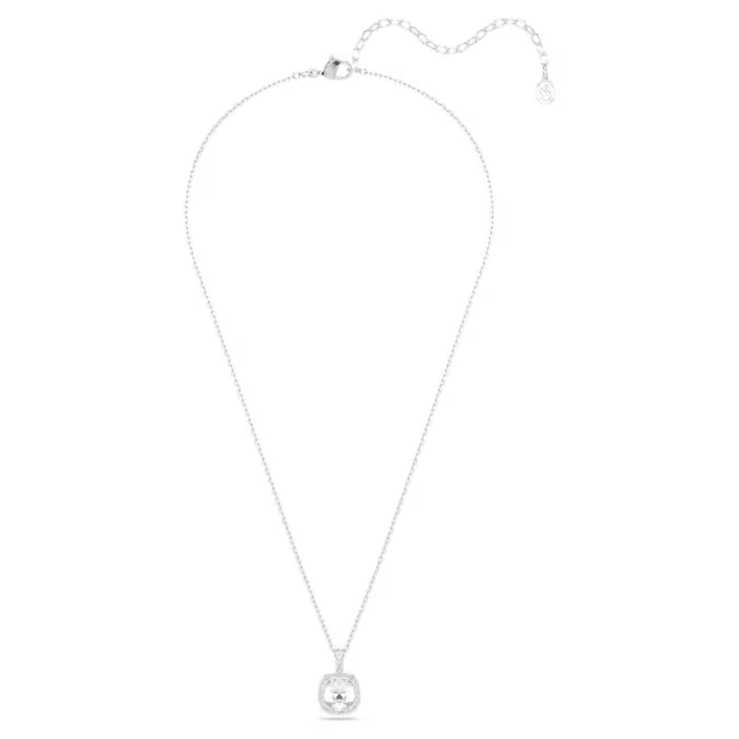 Una Angelic pendant Cushion cut, White, Rhodium plated