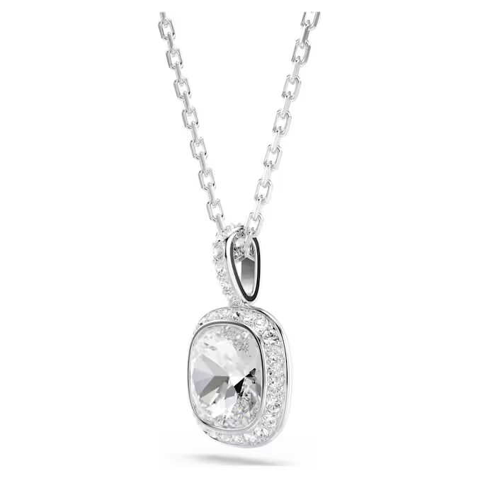 Una Angelic pendant Cushion cut, White, Rhodium plated