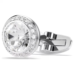 Una Angelic cufflinks Round cut, White, Rhodium plated