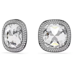 Una Angelic clip earrings Cushion cut, White, Ruthenium plated