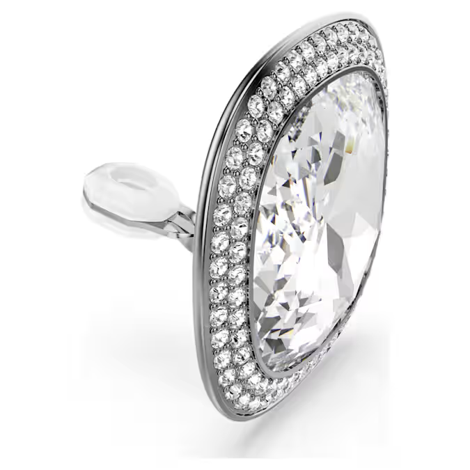 Una Angelic clip earrings Cushion cut, White, Ruthenium plated