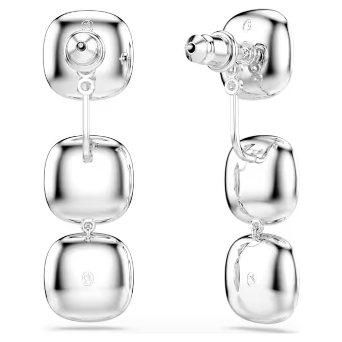 Una Angelic earrings Cushion cut, White, Rhodium plated
