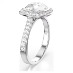 Una Angelic halo ring Cushion cut, White, Rhodium plated