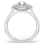 Una Angelic halo ring Cushion cut, White, Rhodium plated