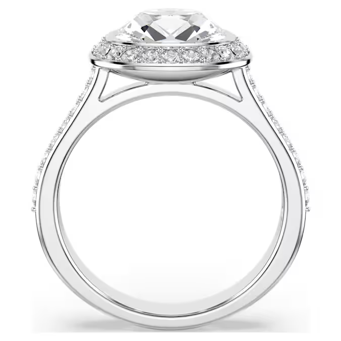 Una Angelic halo ring Cushion cut, White, Rhodium plated