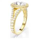 Una Angelic ring Cushion cut, White, 18K gold finish