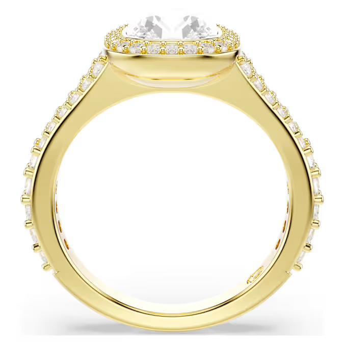 Una Angelic ring Cushion cut, White, 18K gold finish