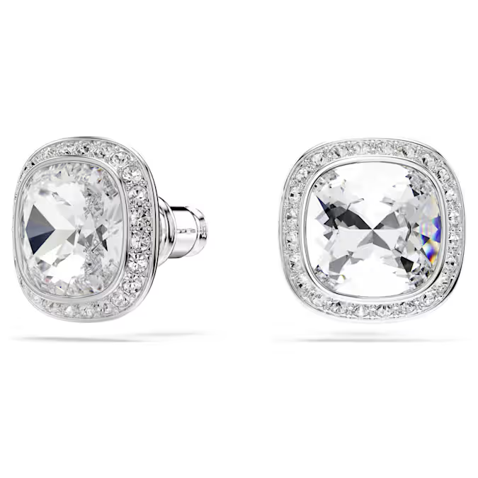 Una Angelic set Cushion cut, White, Rhodium plated