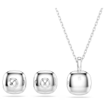 Una Angelic set Cushion cut, White, Rhodium plated