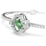 Una Angelic bangle Mixed cuts, Green, Rhodium plated