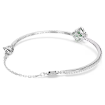 Una Angelic bangle Mixed cuts, Green, Rhodium plated