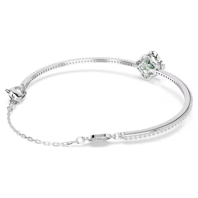 Una Angelic bangle Mixed cuts, Green, Rhodium plated