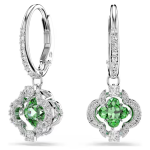 Una Angelic drop earrings Mixed cuts, Green, Rhodium plated